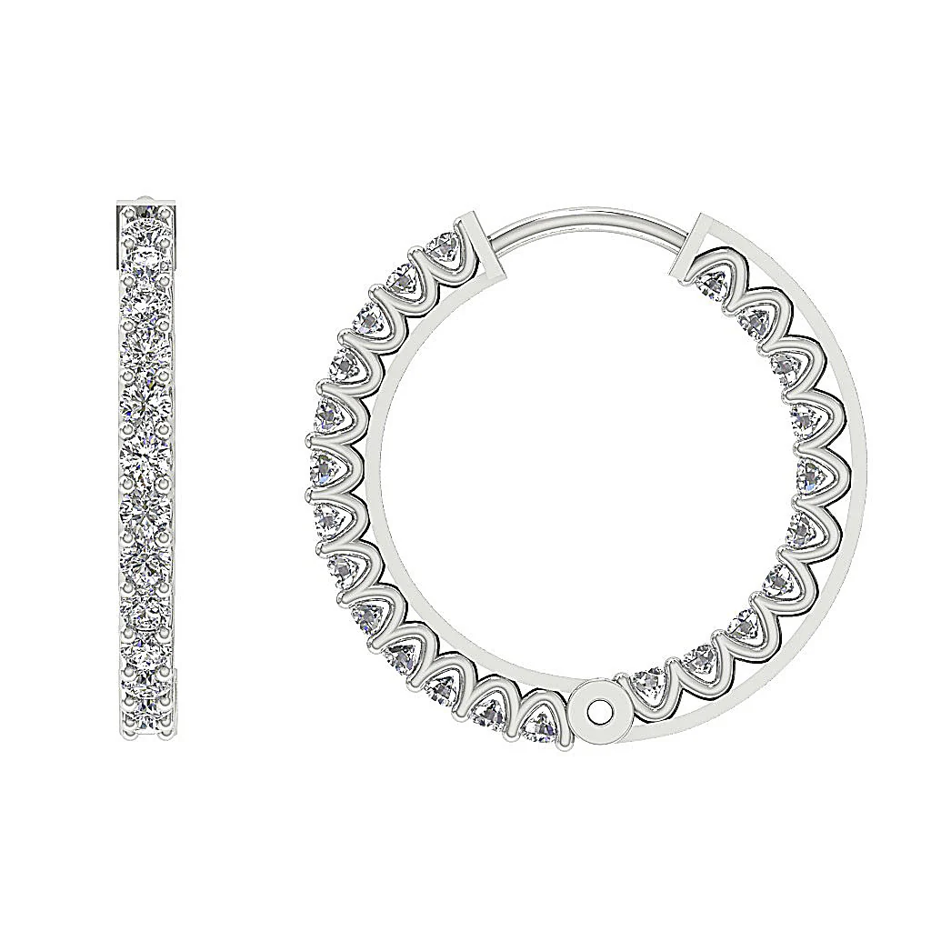 The Thiago Designer Prong Set Natural Diamond 14K Yellow Gold Hoops Earring 0.60 Inch - Image 11