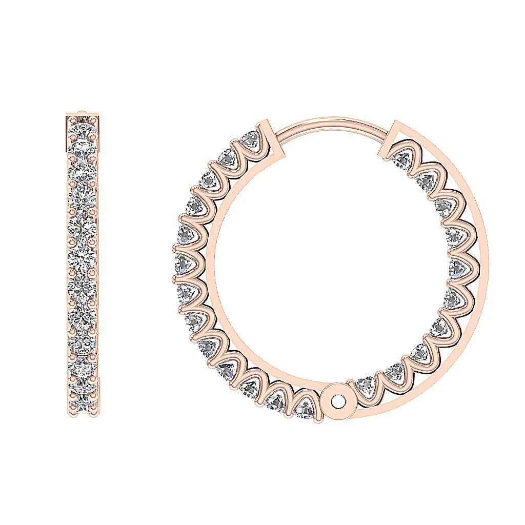 The Thiago Designer Prong Set Natural Diamond 14K Yellow Gold Hoops Earring 0.60 Inch - Image 12