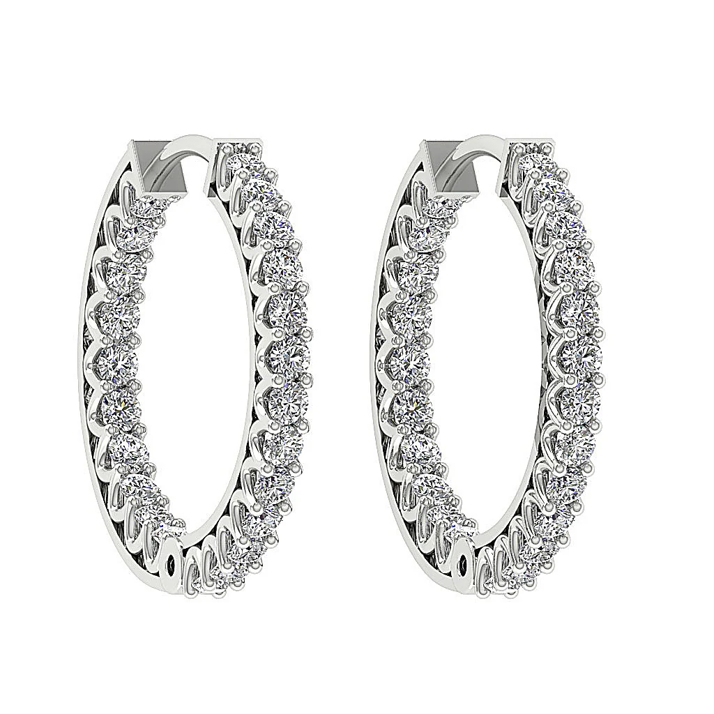 The Thiago Designer Prong Set Natural Diamond 14K Yellow Gold Hoops Earring 0.60 Inch - Image 14