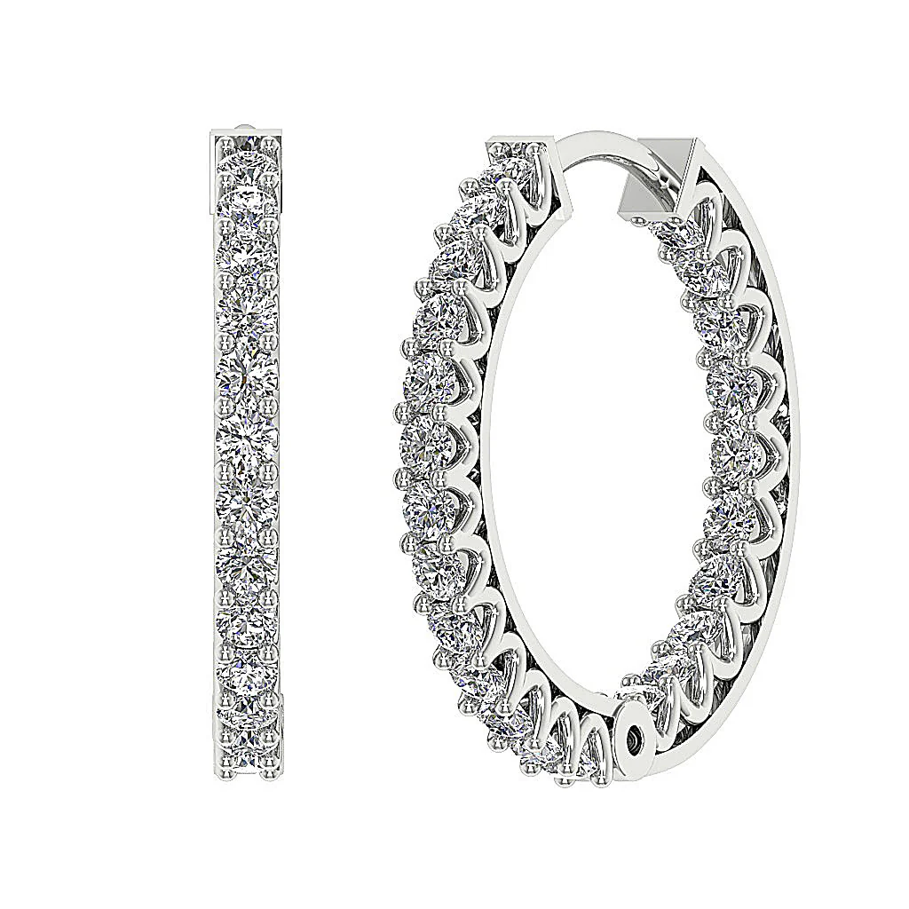 The Thiago Designer Prong Set Natural Diamond 14K Yellow Gold Hoops Earring 0.60 Inch - Image 2