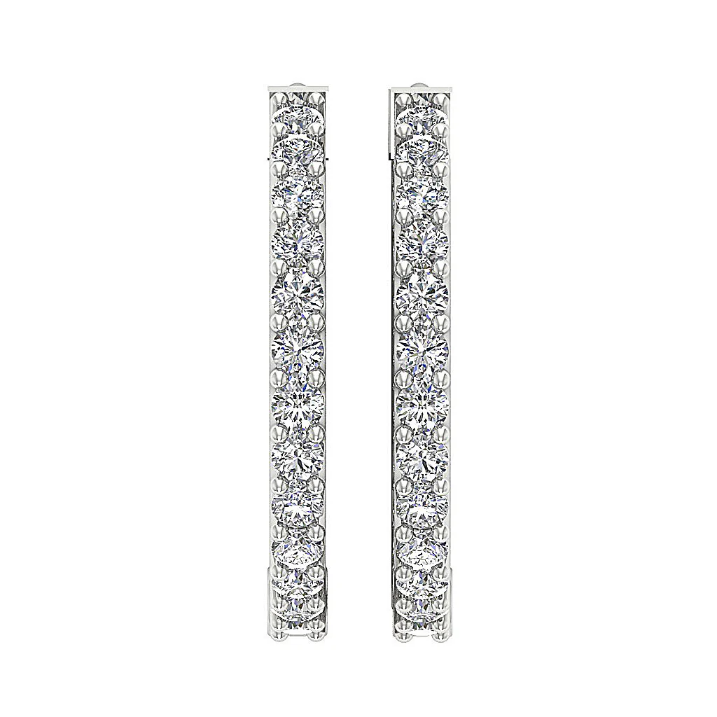 The Thiago Designer Prong Set Natural Diamond 14K Yellow Gold Hoops Earring 0.60 Inch - Image 5