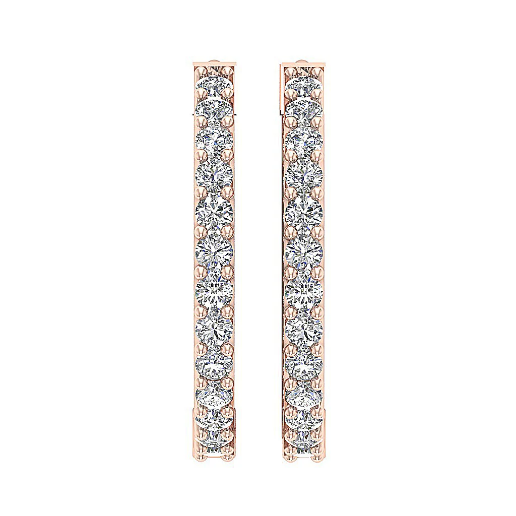 The Thiago Designer Prong Set Natural Diamond 14K Yellow Gold Hoops Earring 0.60 Inch - Image 6