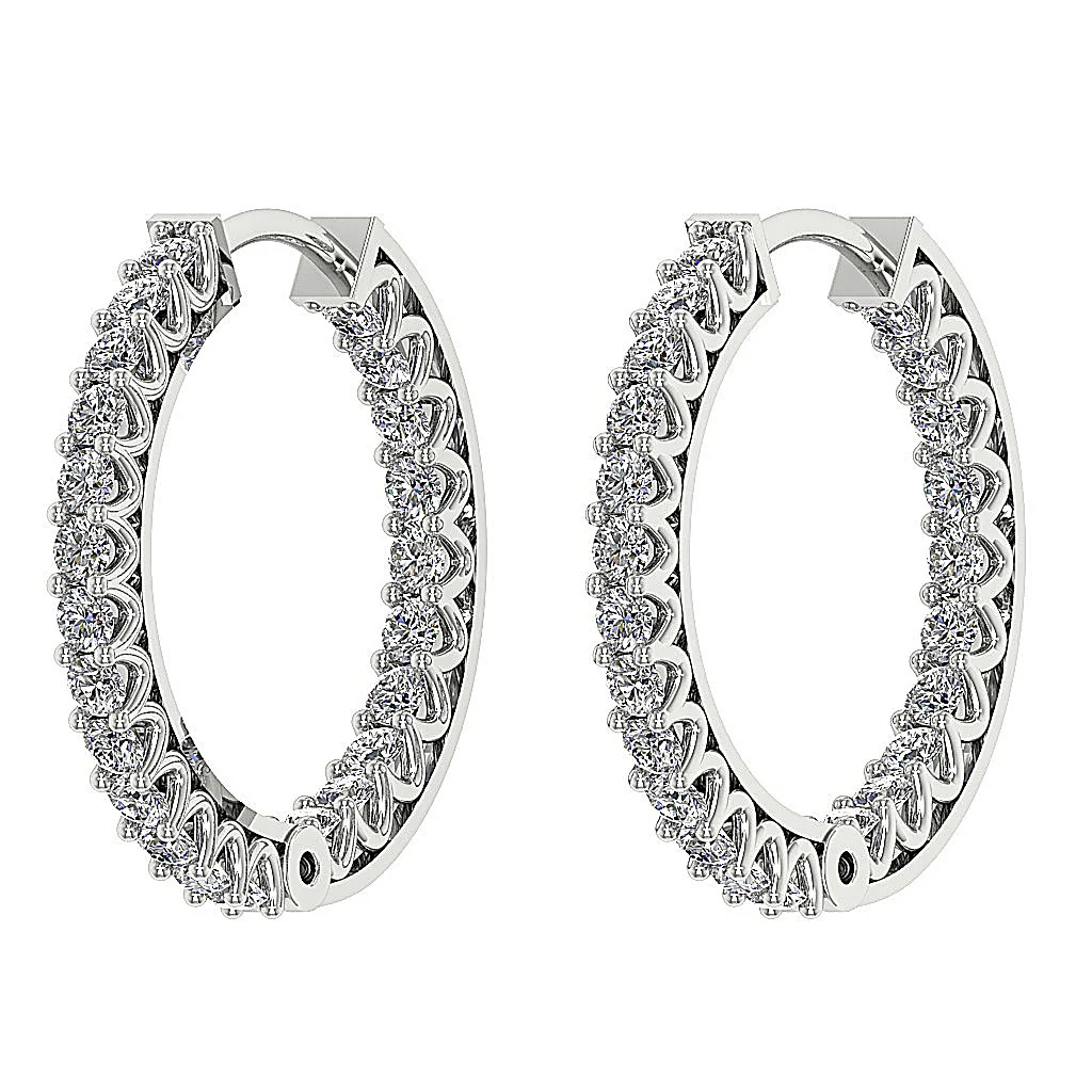 The Thiago Designer Prong Set Natural Diamond 14K Yellow Gold Hoops Earring 0.60 Inch - Image 8