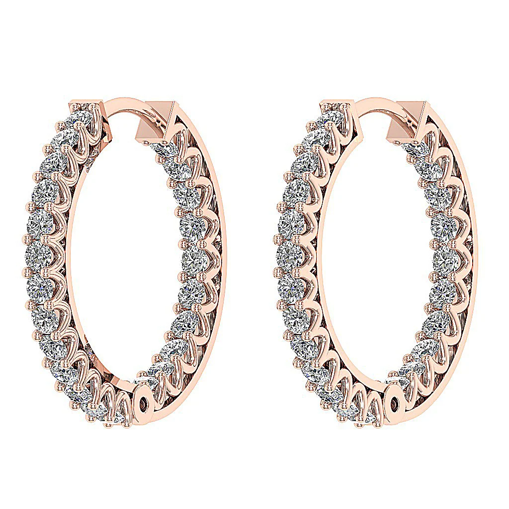 The Thiago Designer Prong Set Natural Diamond 14K Yellow Gold Hoops Earring 0.60 Inch - Image 9