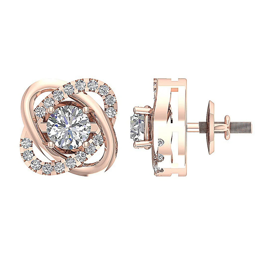 The Thomas 14k/18k Solid Yellow Gold Natural Diamond Elegant Fashion Studs Earrings - Image 8