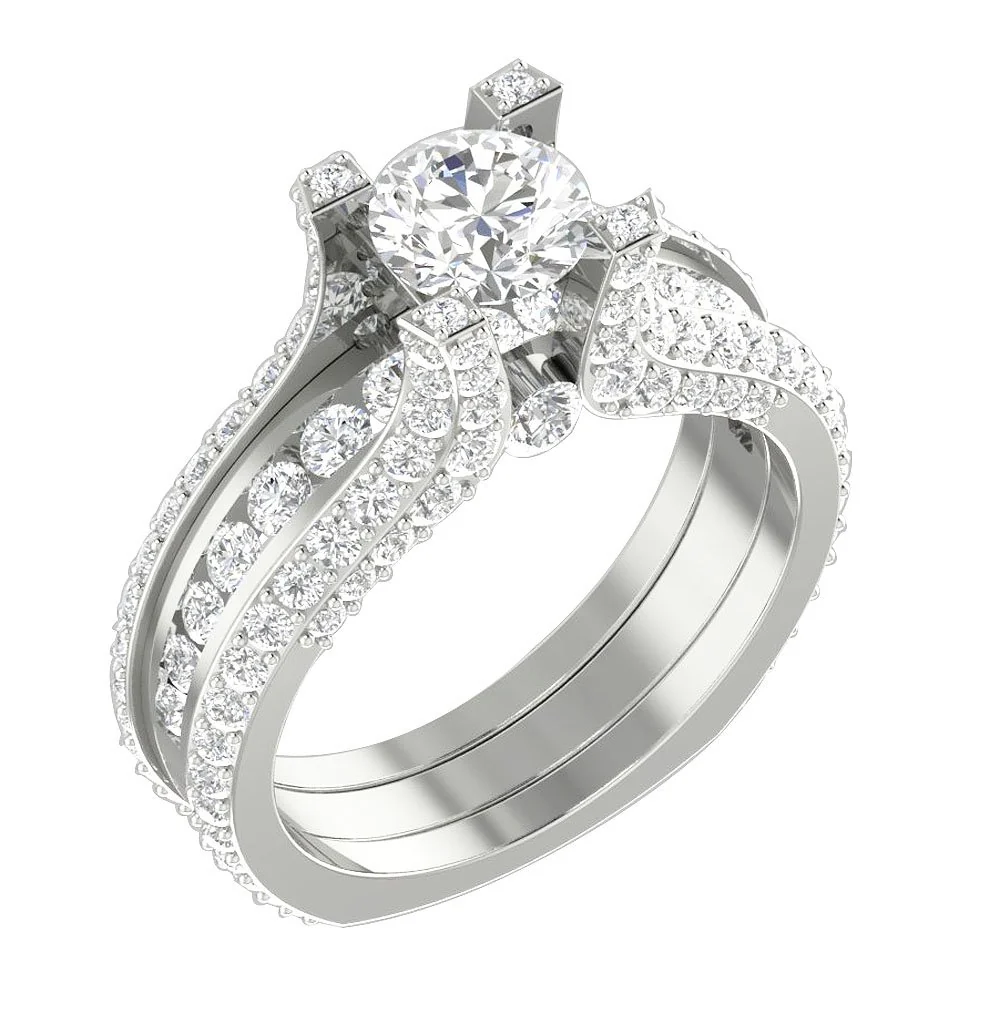 The Thomas 14K Solid Gold Graceful Natural Diamond Bridal Anniversary Ring Set 8.00MM