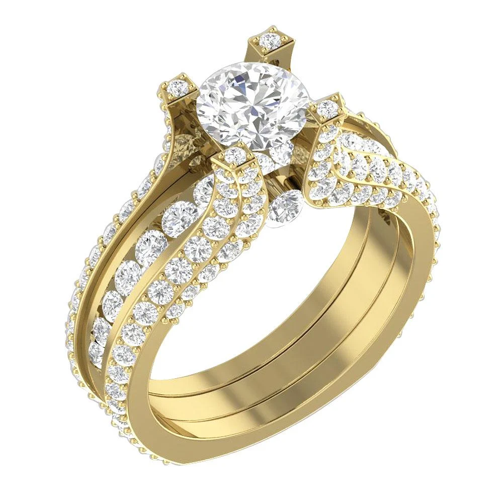 The Thomas 14K Solid Gold Graceful Natural Diamond Bridal Anniversary Ring Set 8.00MM - Image 2