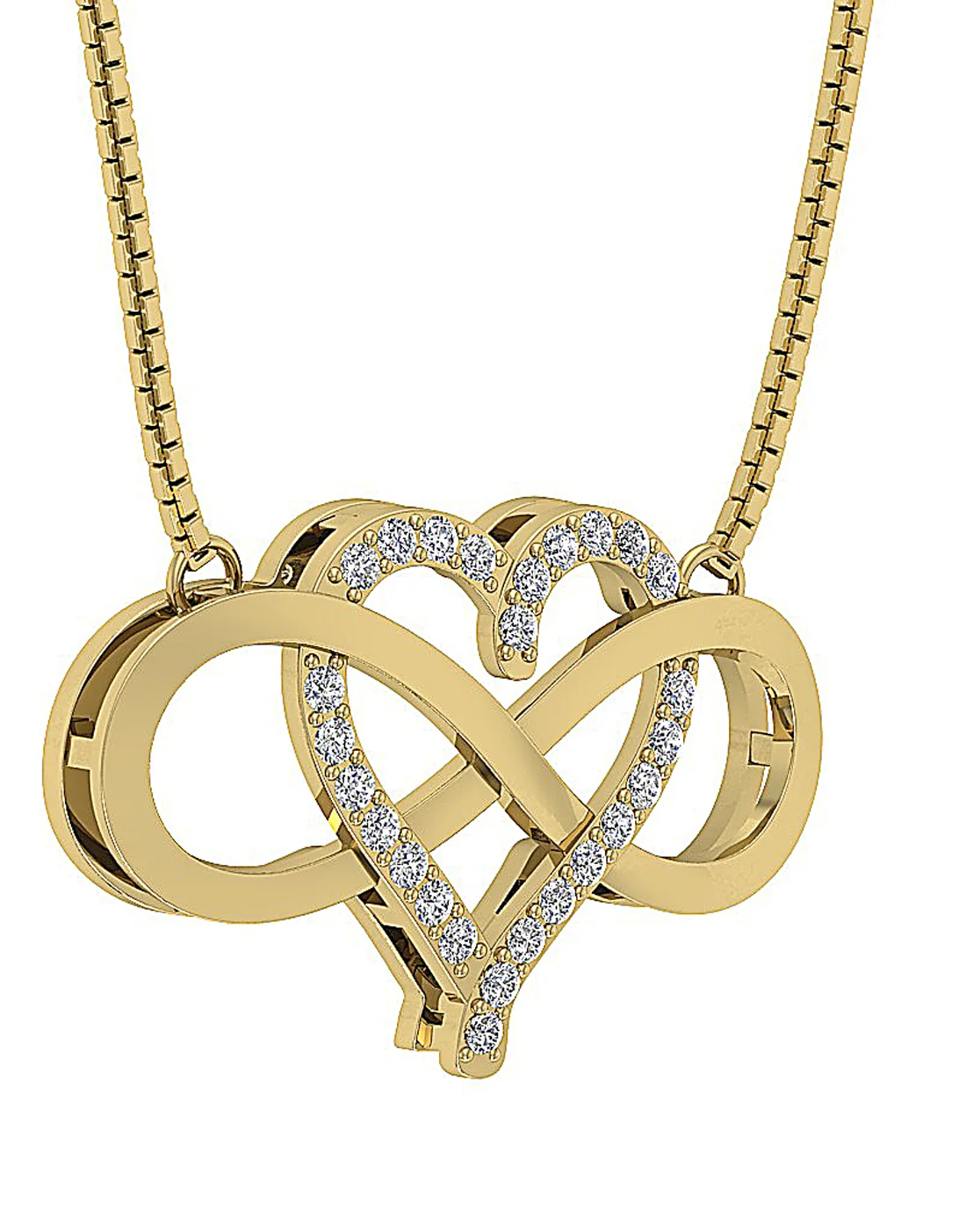 The Titus Infinity Heart Round Diamond Pendant Prong Set 14K White Yellow Rose Gold - Image 5