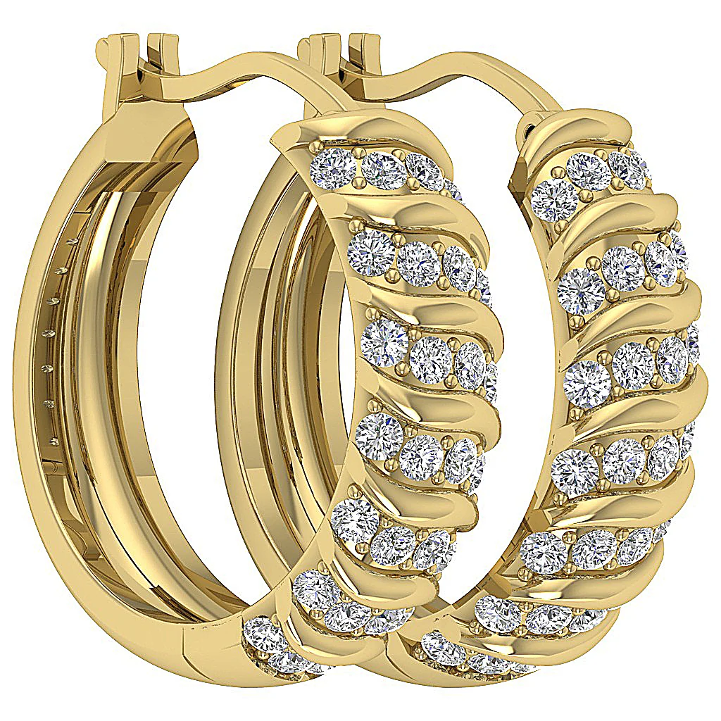 The Tobias Designer Hoop Earring For Women Natural Diamond 14K Solid Gold - Image 11