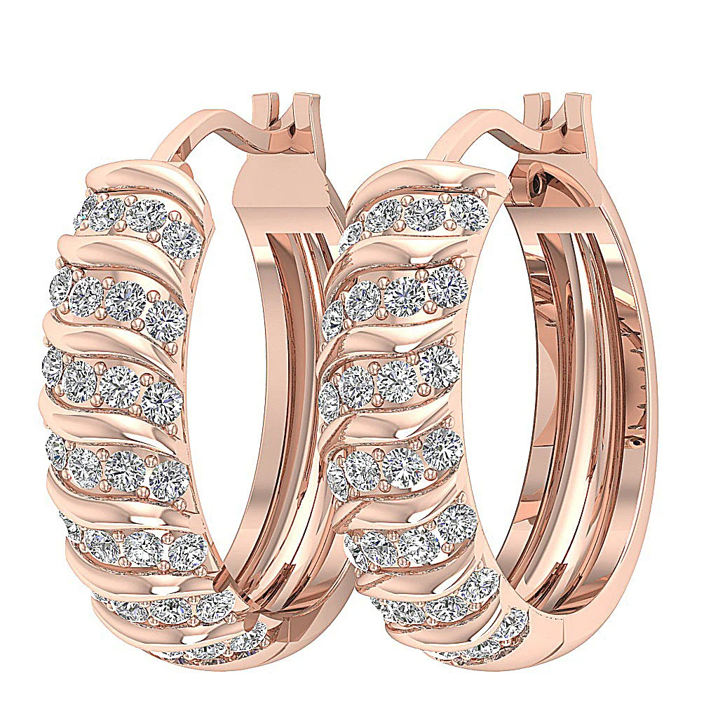 The Tobias Designer Hoop Earring For Women Natural Diamond 14K Solid Gold - Image 3