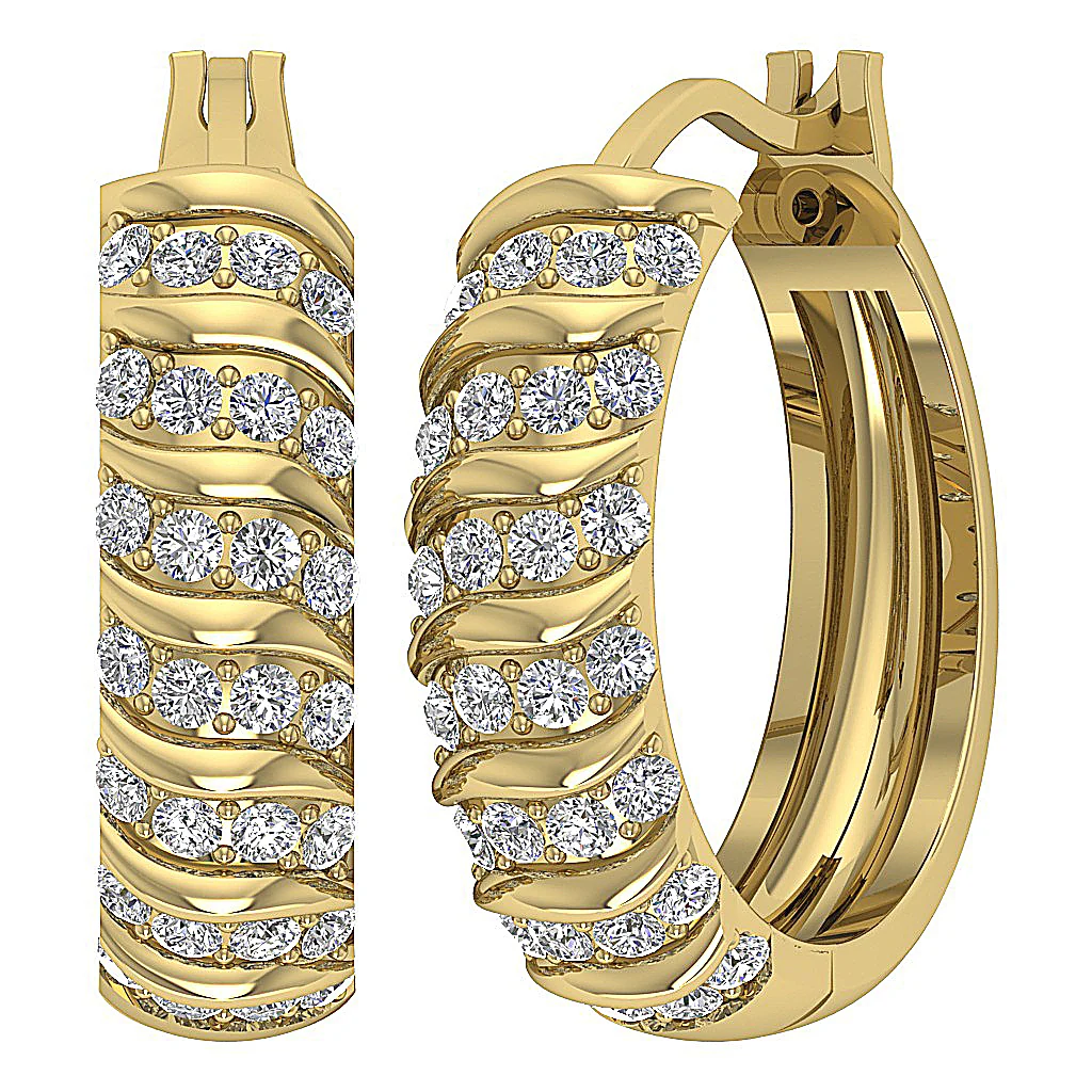 The Tobias Designer Hoop Earring For Women Natural Diamond 14K Solid Gold - Image 8
