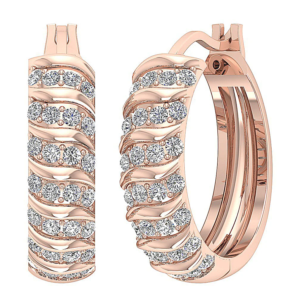 The Tobias Designer Hoop Earring For Women Natural Diamond 14K Solid Gold - Image 9
