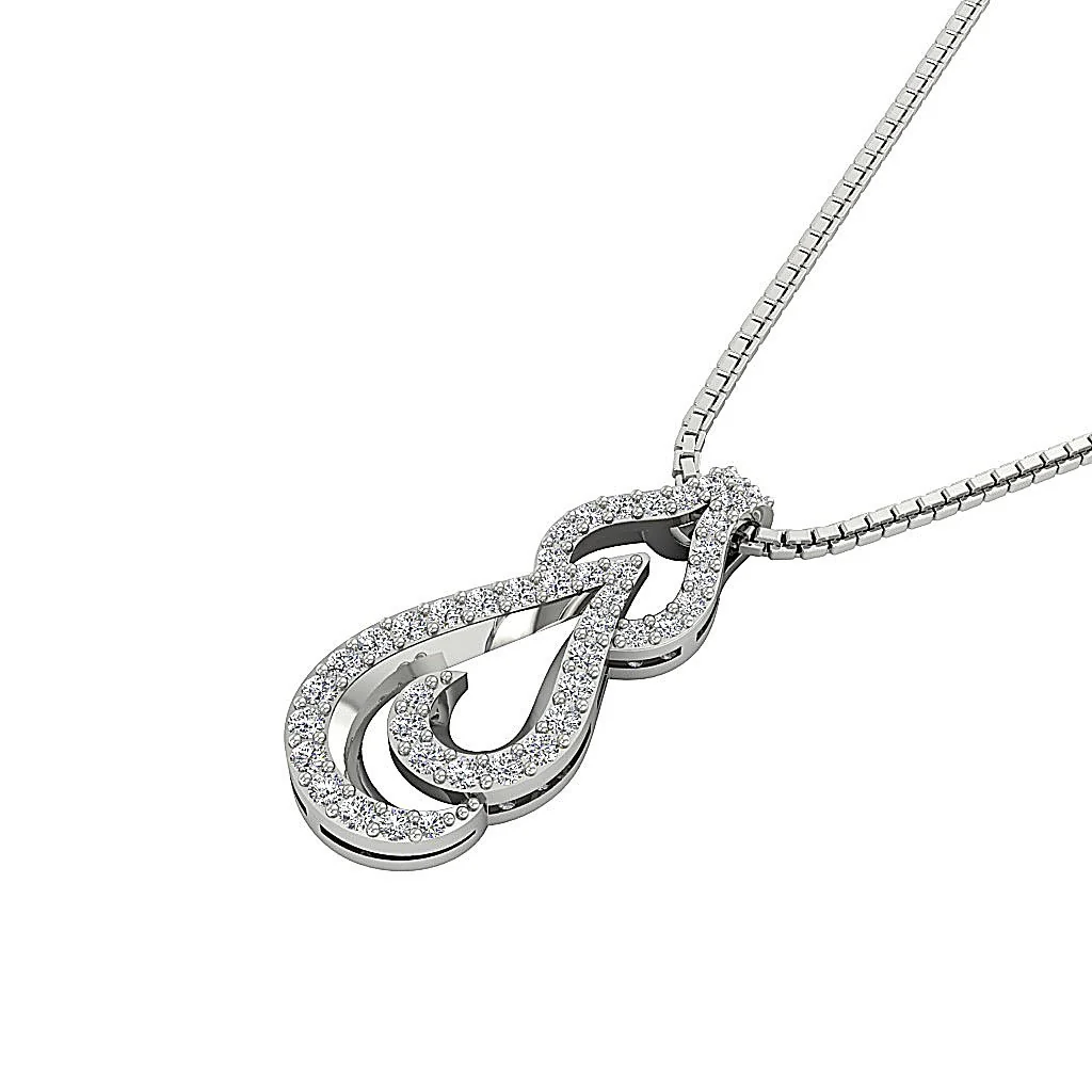 The Tobias 14k White Gold Prong Set Round Diamond Fashion Pendant Necklace 0.85 Inch - Image 4