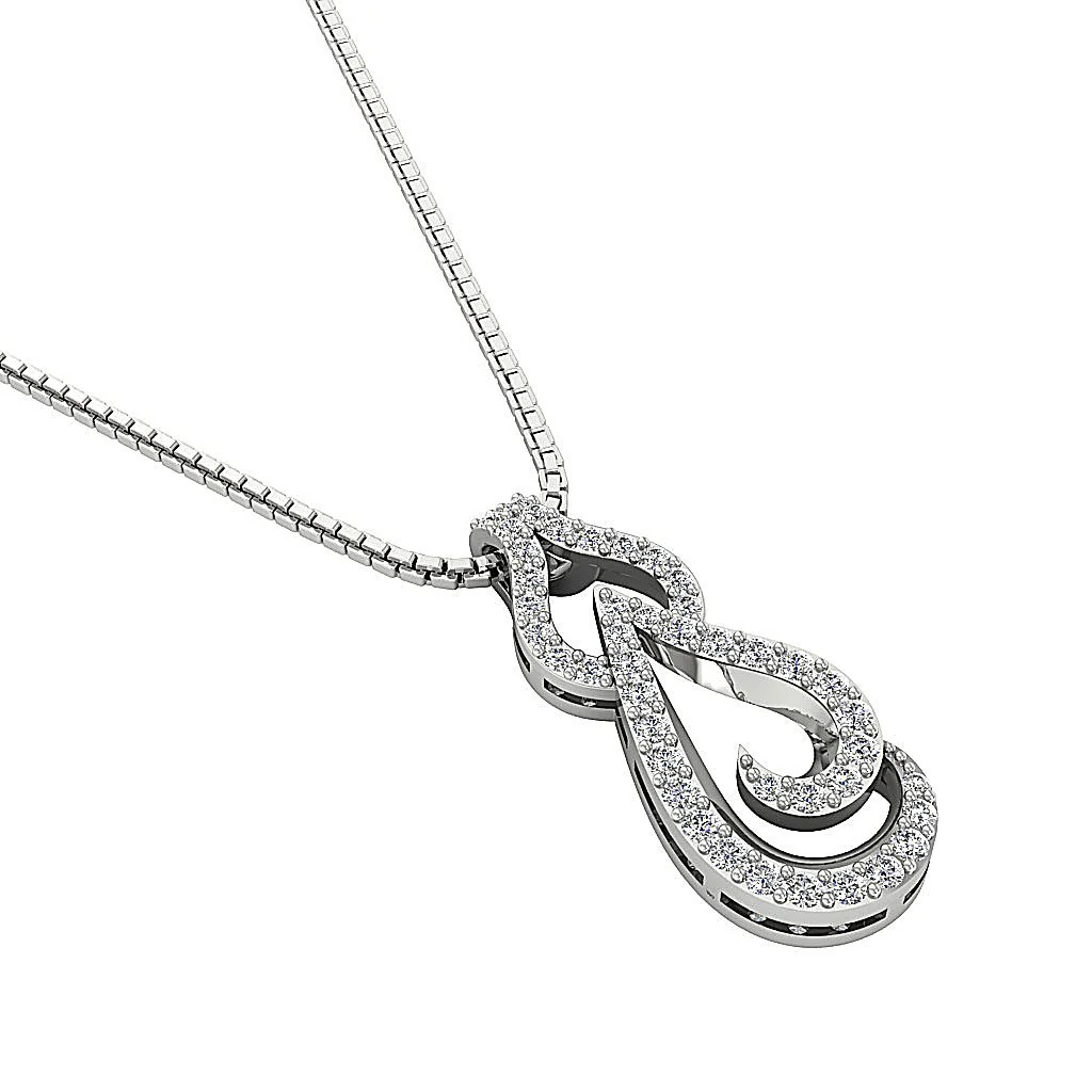 The Tobias 14k White Gold Prong Set Round Diamond Fashion Pendant Necklace 0.85 Inch - Image 5