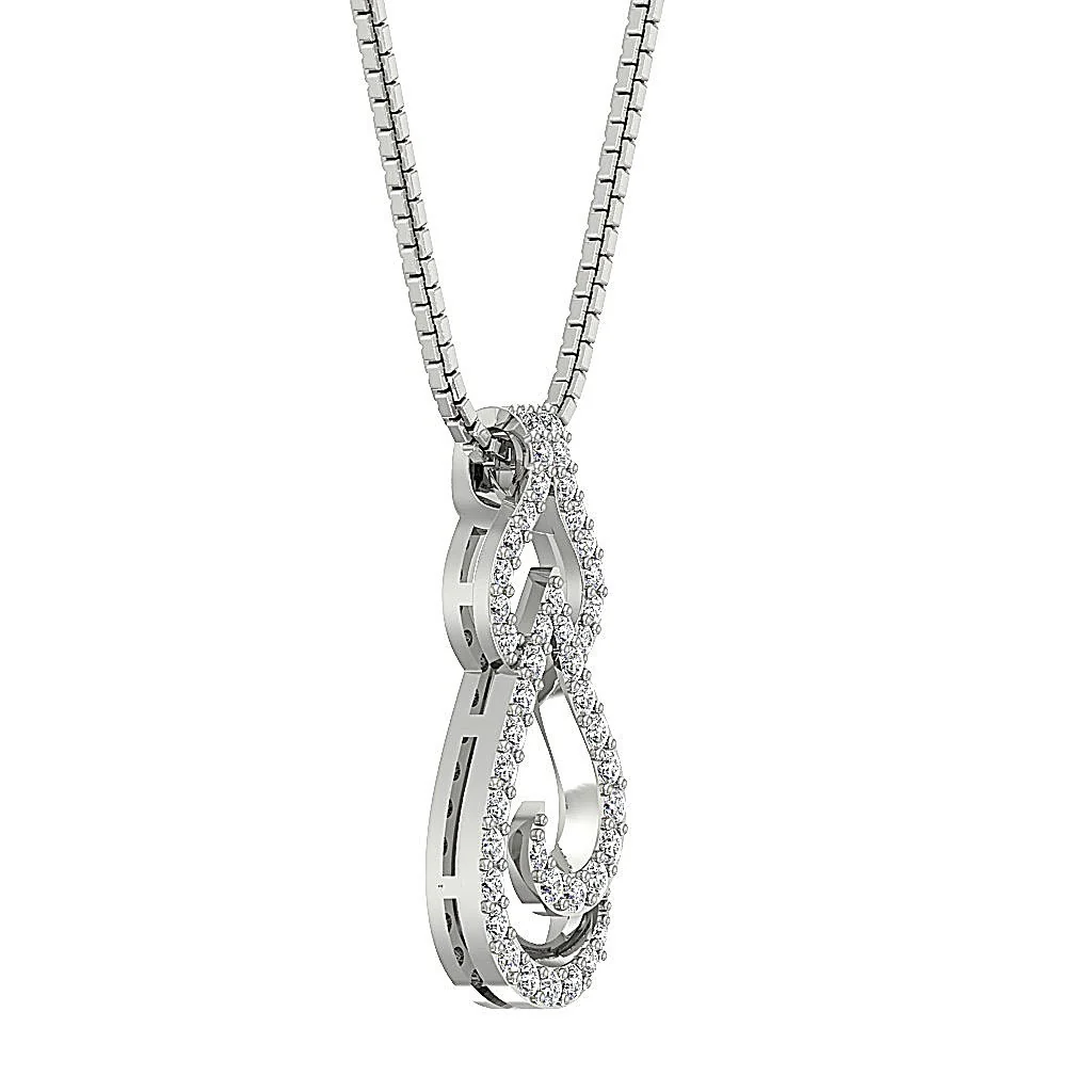 The Tobias 14k White Gold Prong Set Round Diamond Fashion Pendant Necklace 0.85 Inch - Image 6