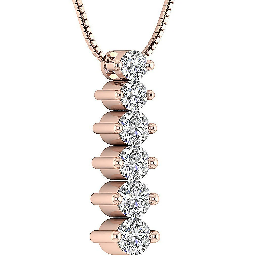 The Travis 0.75 Carat Natural Diamond Journey Pendant Necklace 14K White Gold - Image 6