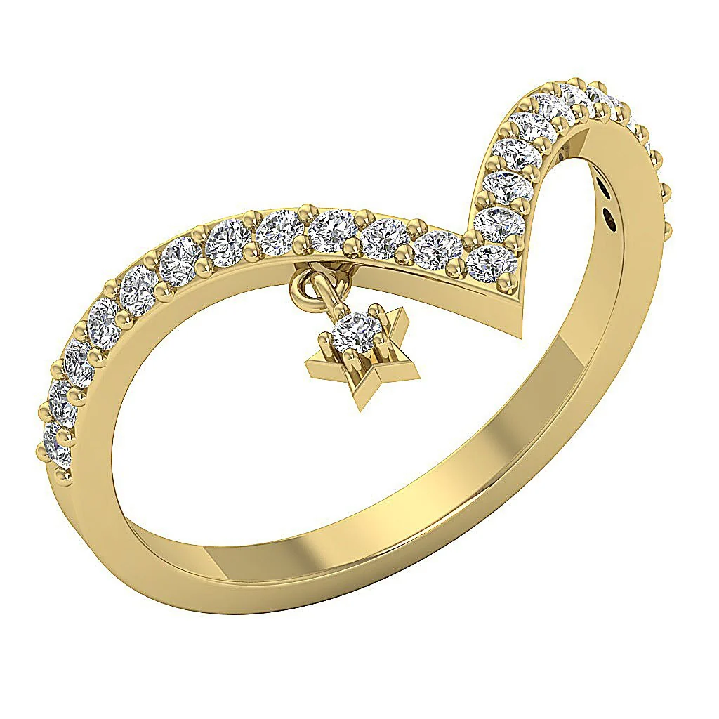 The Tristan Hanging Star Wedding Anniversary Ring 14K Rose Gold Natural Diamond - Image 3