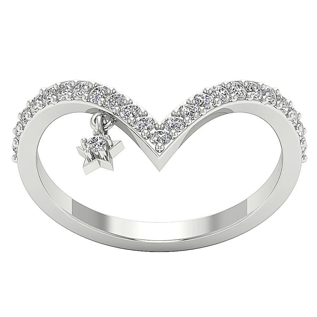 The Tristan Hanging Star Wedding Anniversary Ring 14K Rose Gold Natural Diamond - Image 5