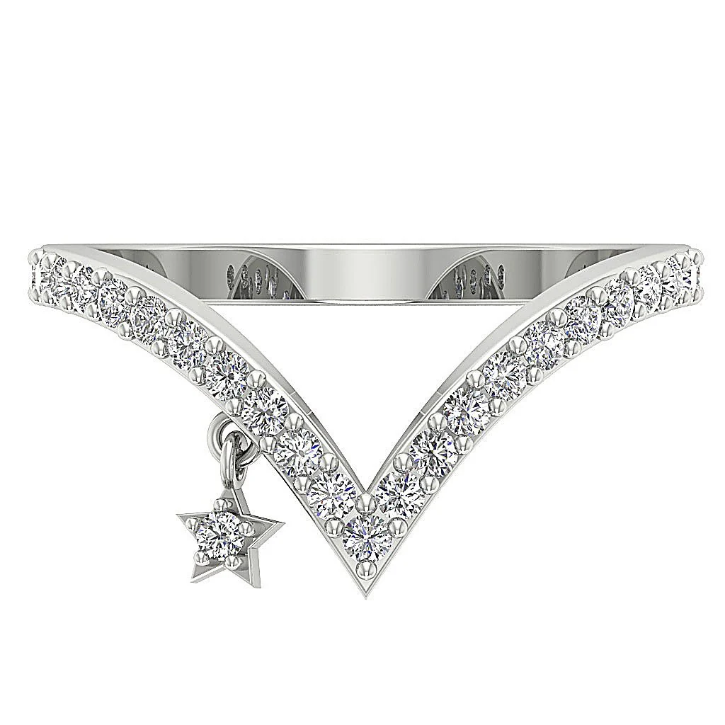 The Tristan Hanging Star Wedding Anniversary Ring 14K Rose Gold Natural Diamond - Image 6