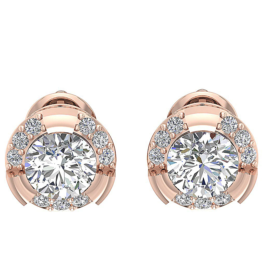 The Tristan For Women Beautiful Solitaire Stud Earring Round Cut Diamond Rose Gold Appraisal