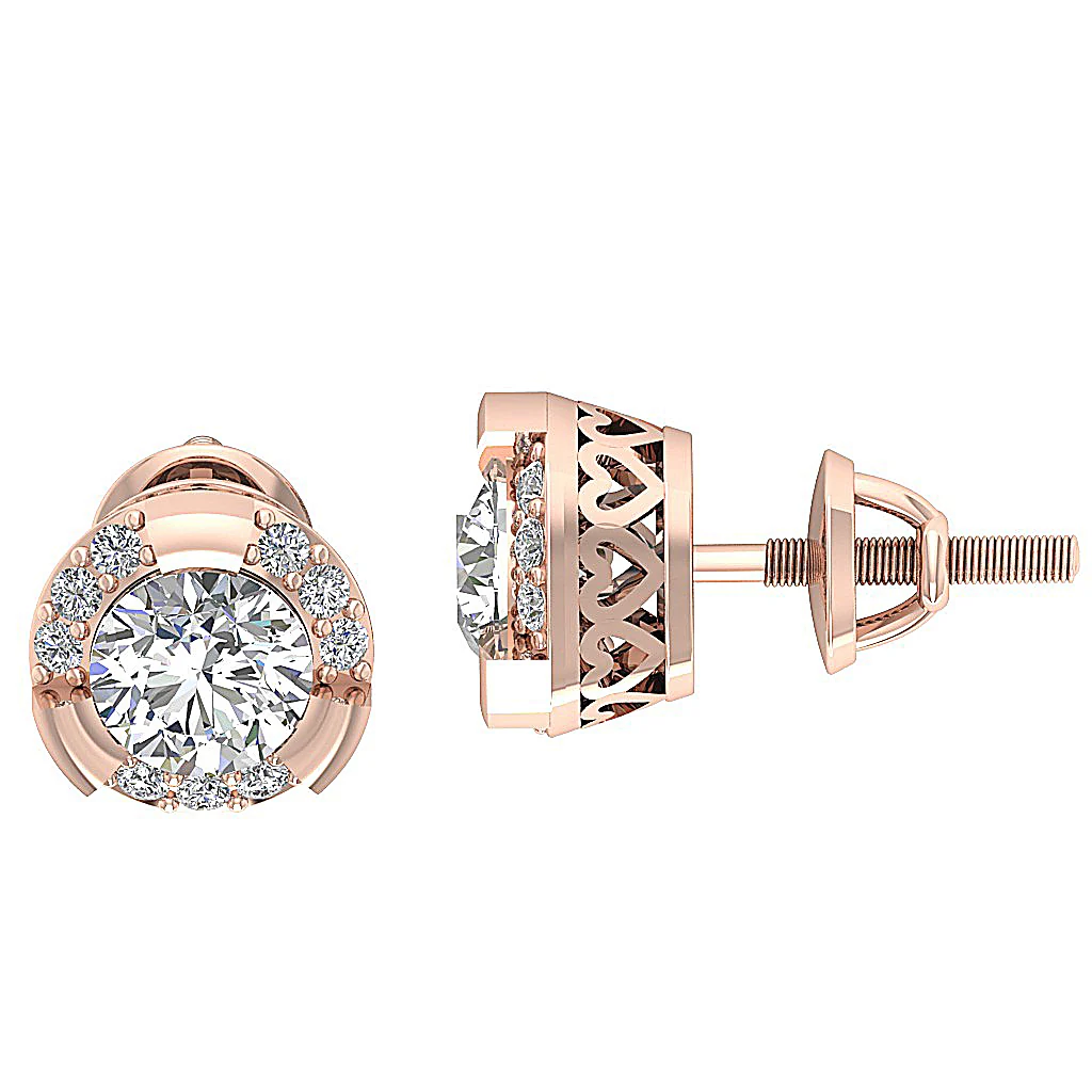The Tristan For Women Beautiful Solitaire Stud Earring Round Cut Diamond Rose Gold Appraisal - Image 6