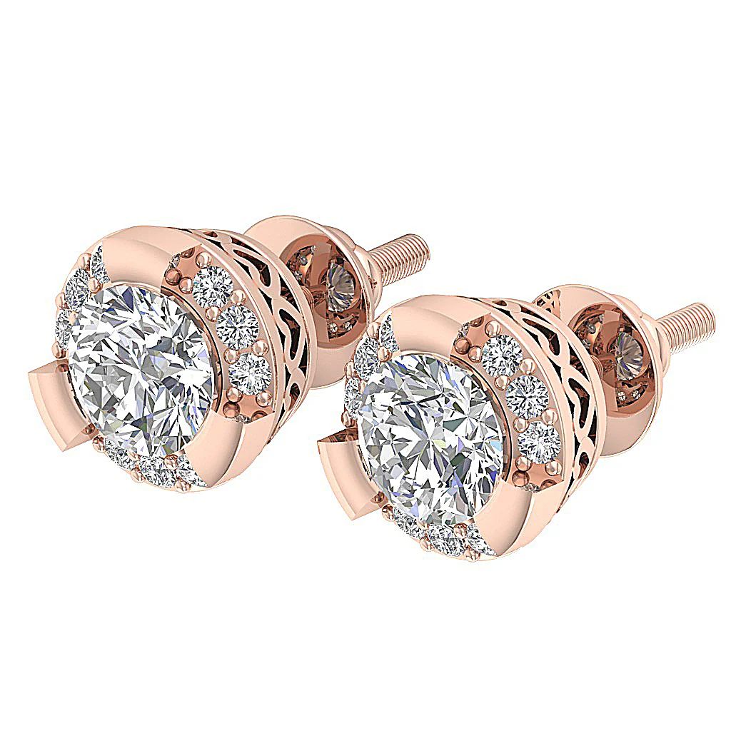 The Tristan For Women Beautiful Solitaire Stud Earring Round Cut Diamond Rose Gold Appraisal - Image 9