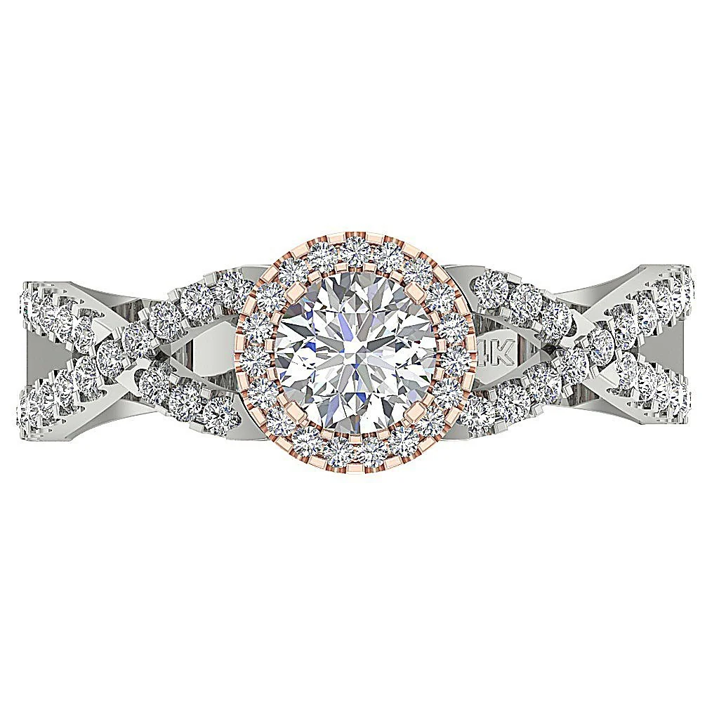 The Troy Split Shank Halo Solitaire Engagement Ring 14k Solid Gold Genuine Diamond - Image 9