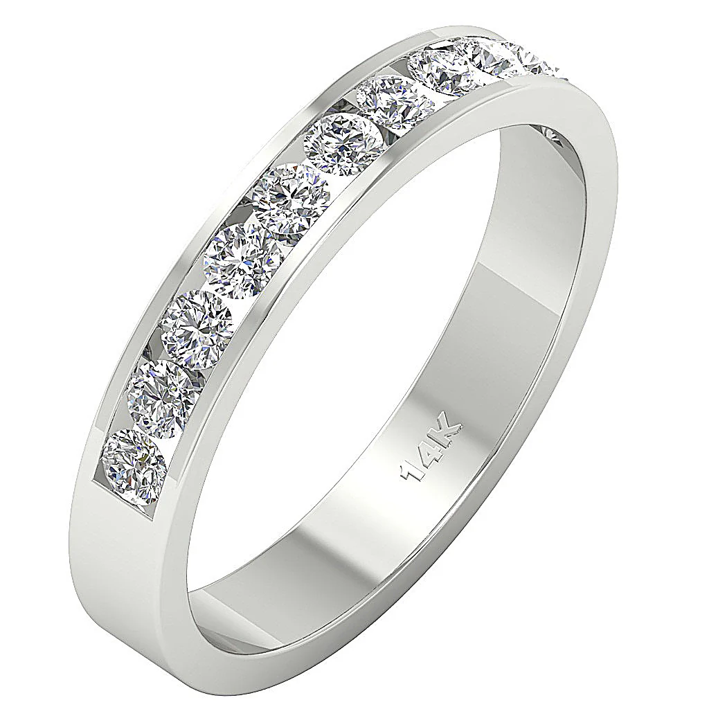 The Tru Channel Set Anniversary Wedding Ring Natural Diamond 14K Gold - Image 3