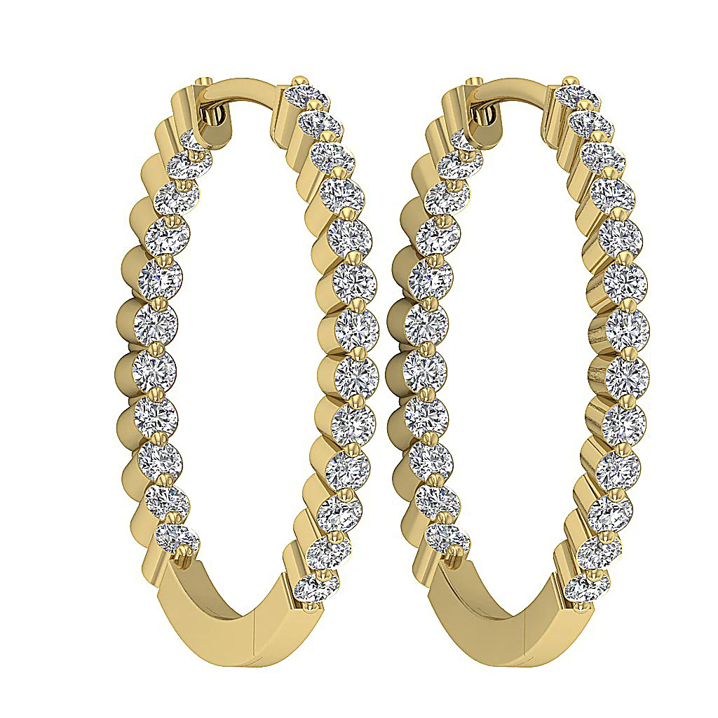 The Tyler 14K White Gold Floating Natural Round Cut Diamond In Out Side Hoop Earring - Image 11