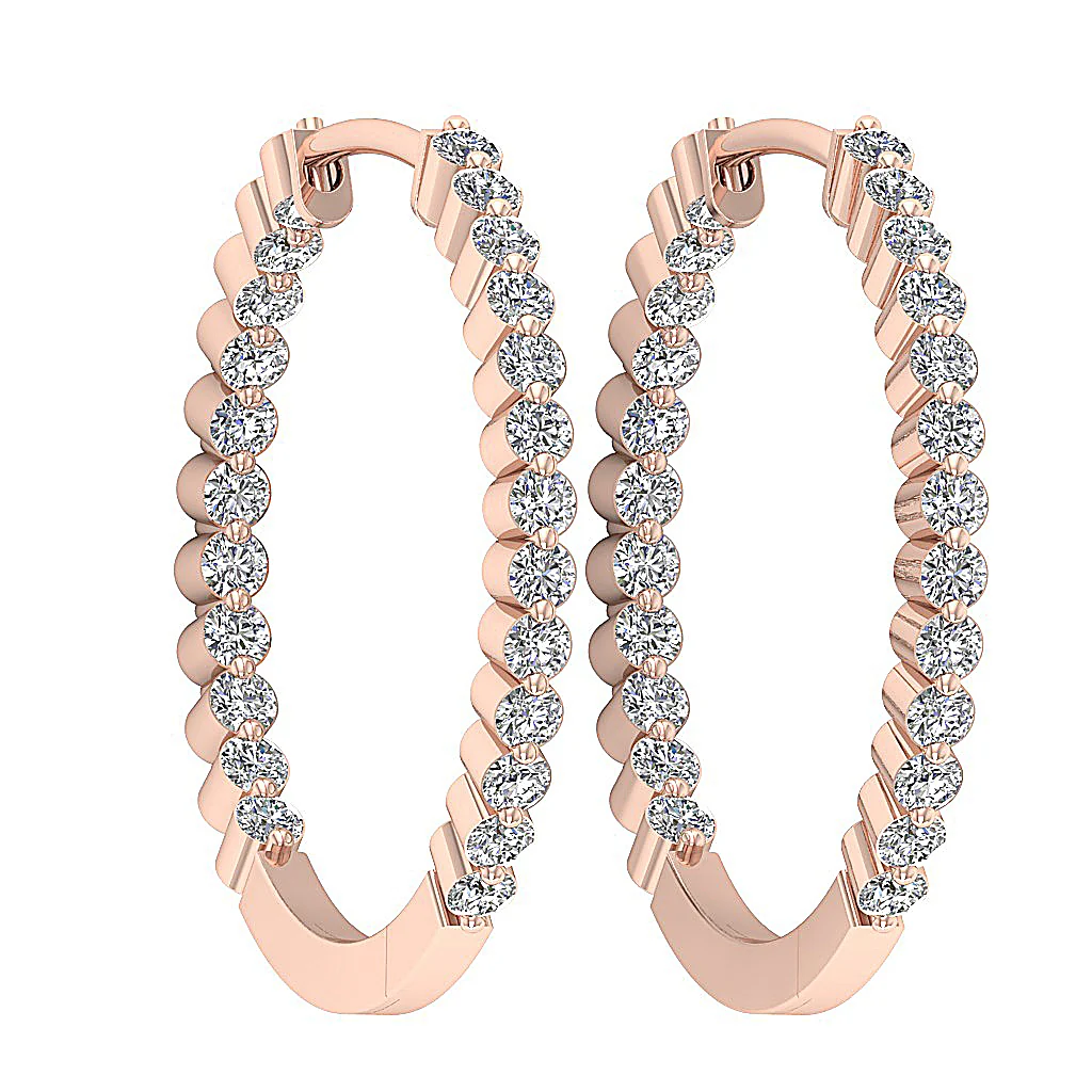 The Tyler 14K White Gold Floating Natural Round Cut Diamond In Out Side Hoop Earring - Image 12