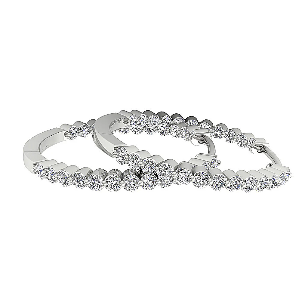 The Tyler 14K White Gold Floating Natural Round Cut Diamond In Out Side Hoop Earring - Image 13