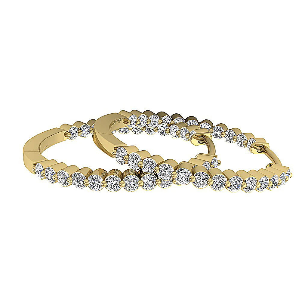 The Tyler 14K White Gold Floating Natural Round Cut Diamond In Out Side Hoop Earring - Image 14