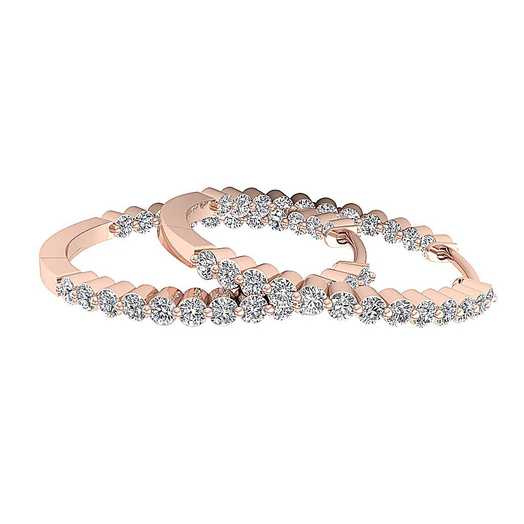 The Tyler 14K White Gold Floating Natural Round Cut Diamond In Out Side Hoop Earring - Image 15