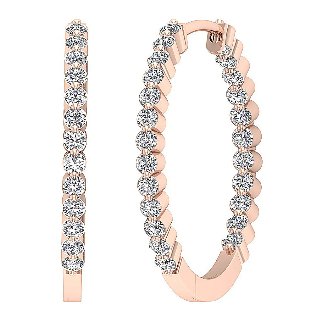 The Tyler 14K White Gold Floating Natural Round Cut Diamond In Out Side Hoop Earring - Image 3