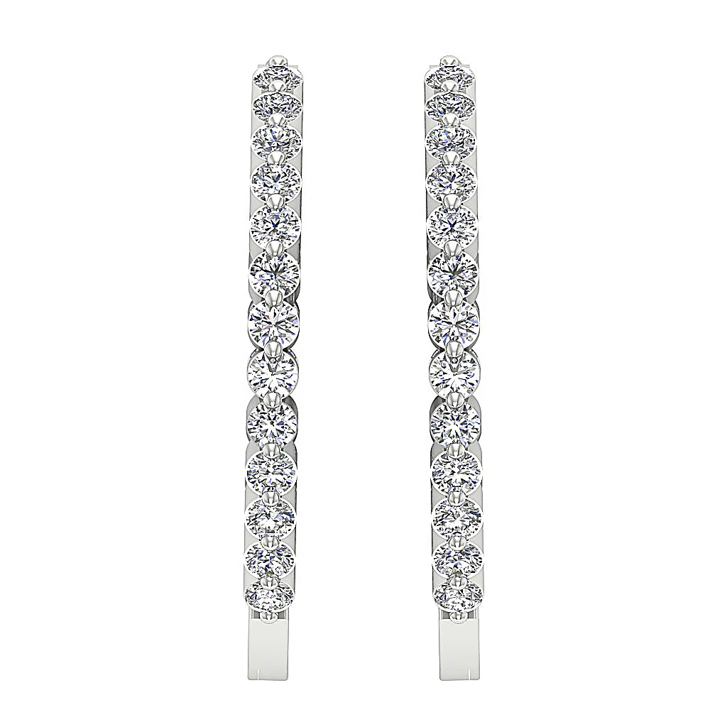 The Tyler 14K White Gold Floating Natural Round Cut Diamond In Out Side Hoop Earring - Image 4