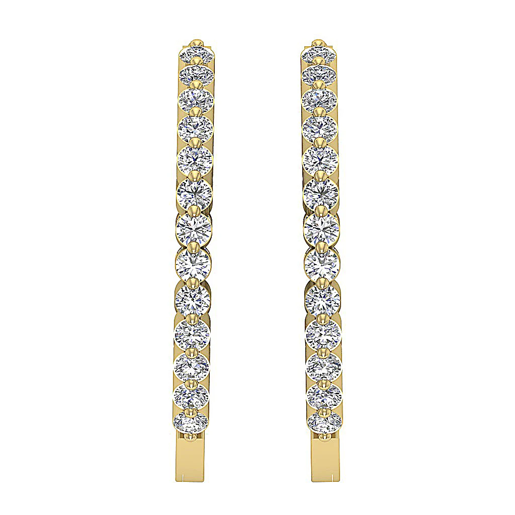 The Tyler 14K White Gold Floating Natural Round Cut Diamond In Out Side Hoop Earring - Image 5