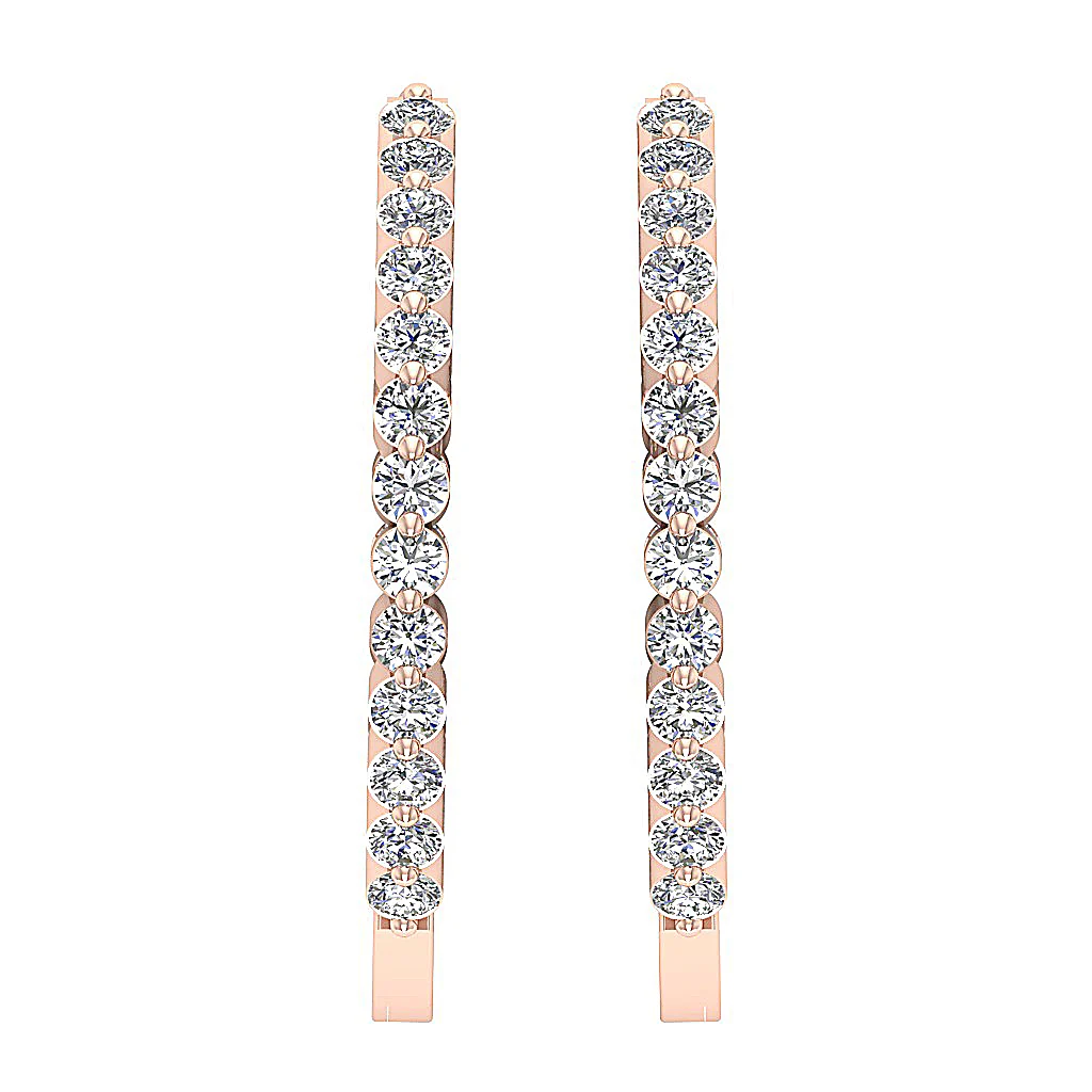 The Tyler 14K White Gold Floating Natural Round Cut Diamond In Out Side Hoop Earring - Image 6