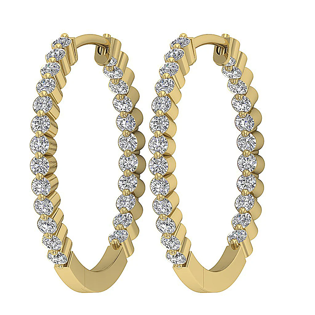 The Tyler 14K White Gold Floating Natural Round Cut Diamond In Out Side Hoop Earring - Image 8