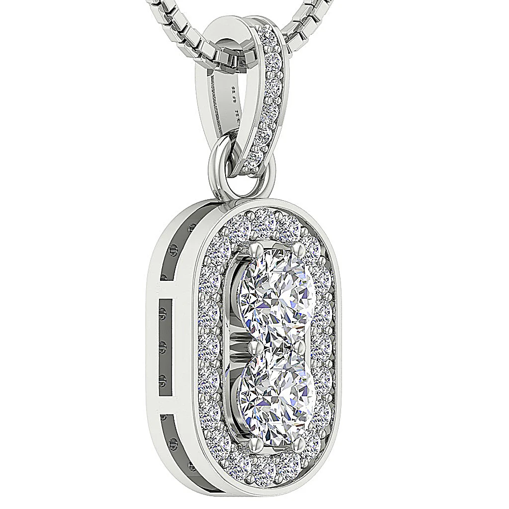 The Tyson Round Brilliant Cut Diamond Forever 2 Stone Fashion Pendant Necklace Gold - Image 4