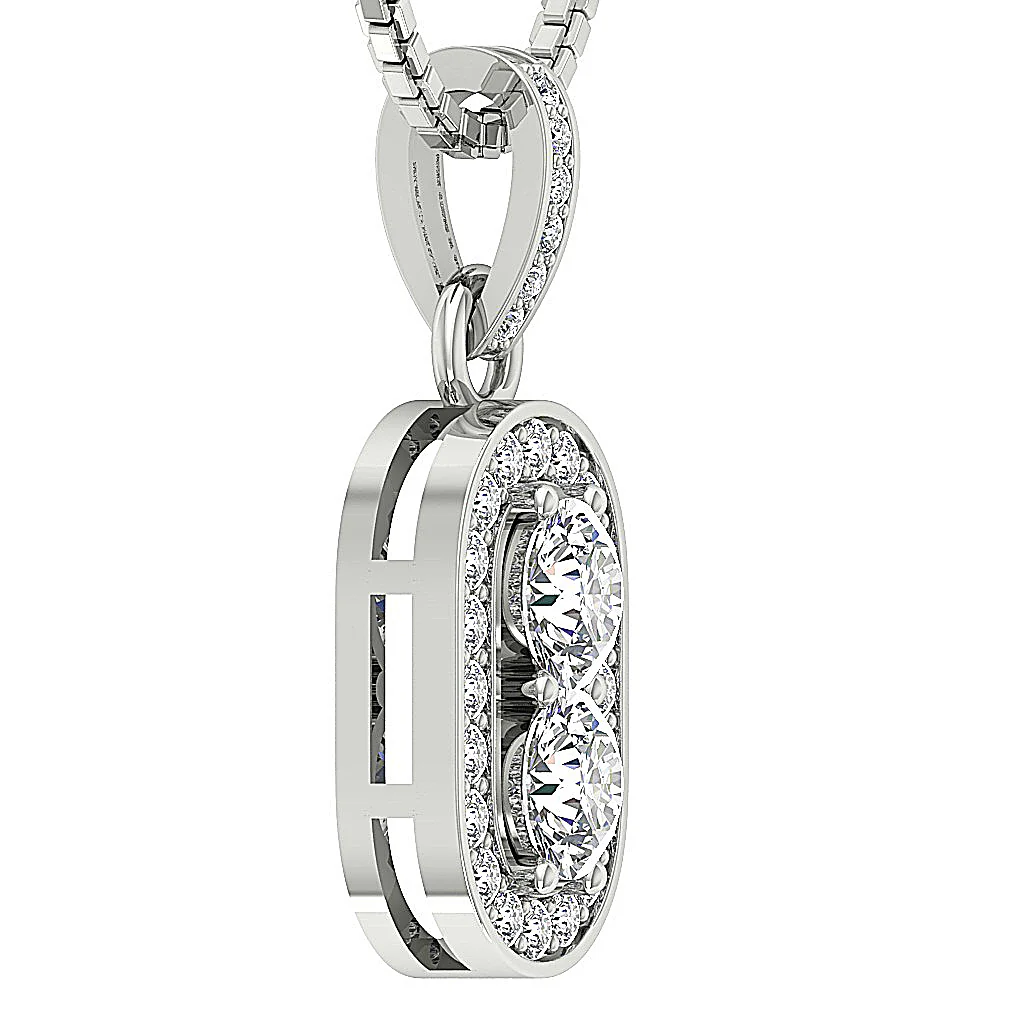 The Tyson Round Brilliant Cut Diamond Forever 2 Stone Fashion Pendant Necklace Gold - Image 7
