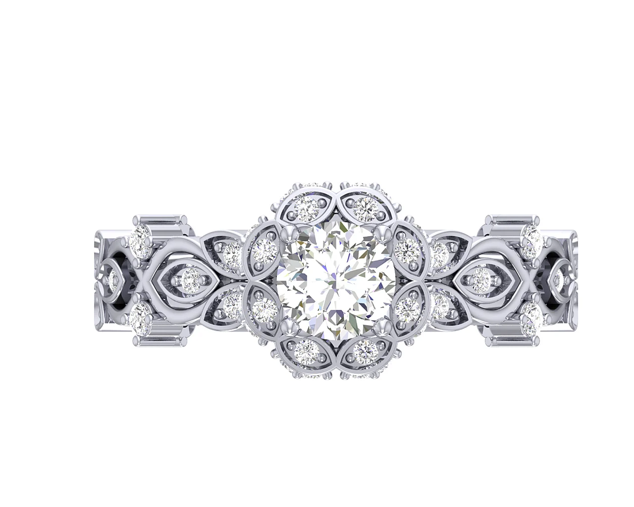 The Uriel Leaf Designe Round Diamond 14K Gold Eternity Solitaire Anniversary Ring - Image 9