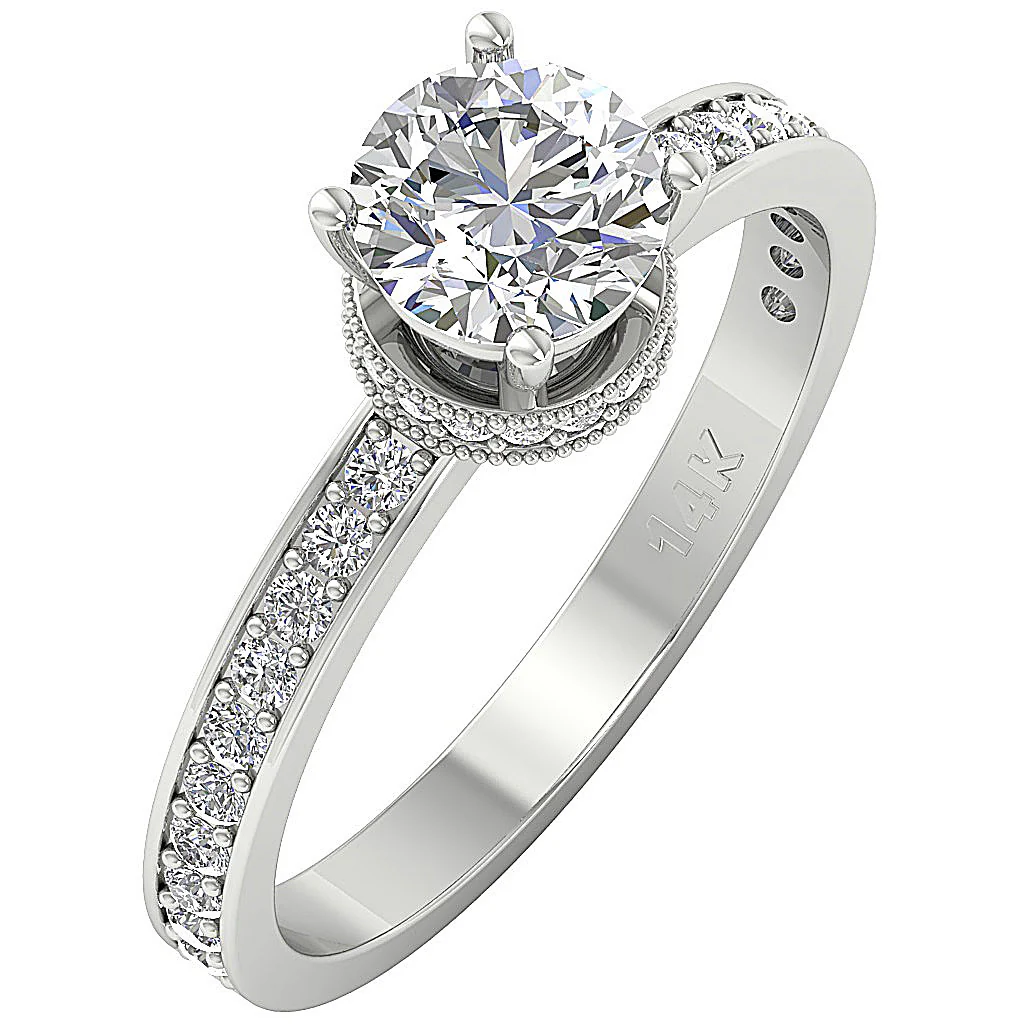 The Van Handmade Solitaire Engagement Ring Round Diamond 14K White Gold 6.80 mm