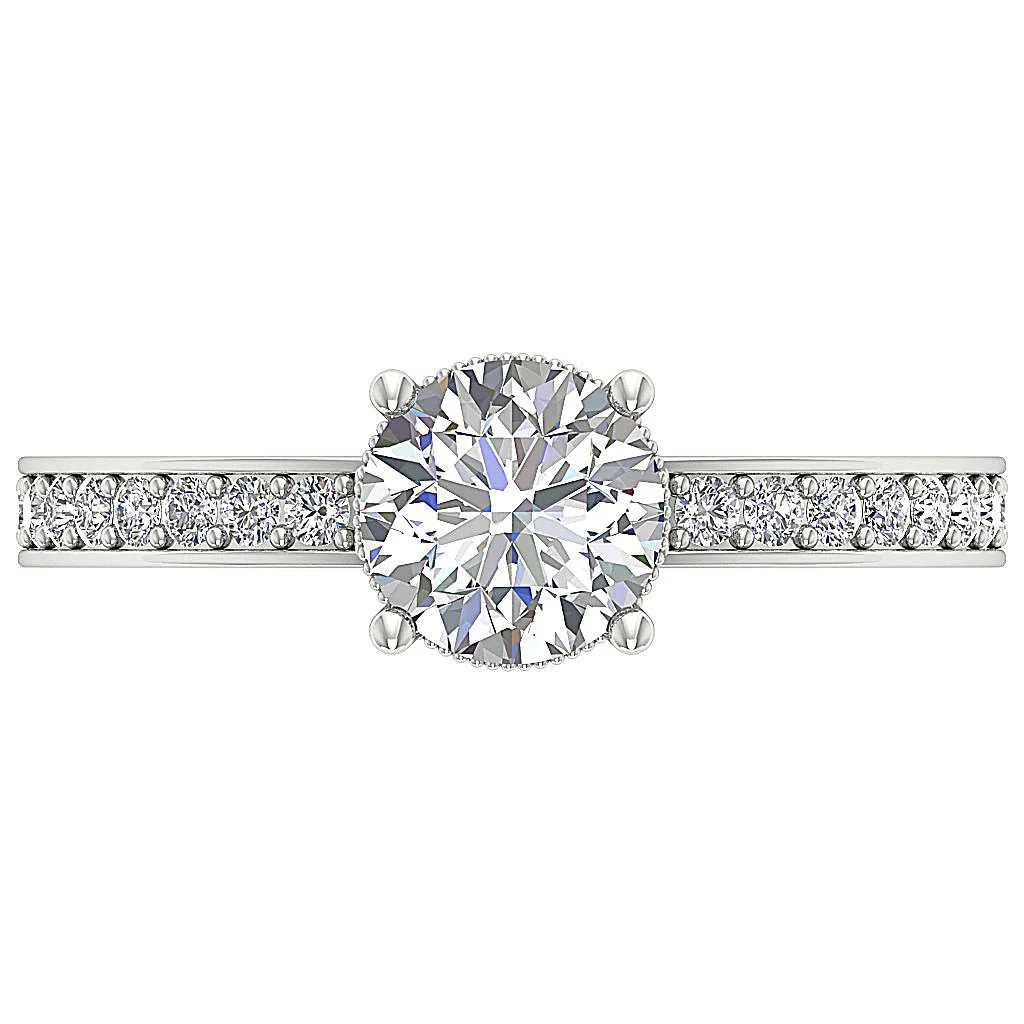 The Van Handmade Solitaire Engagement Ring Round Diamond 14K White Gold 6.80 mm - Image 6