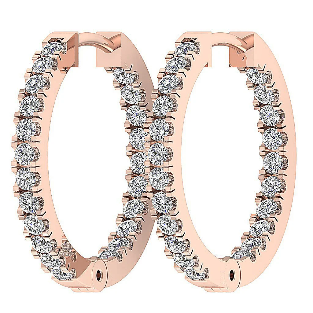The Vincent For Women Handmade Hoops Earring Natural Round Diamond 14K Solid Gold - Image 10