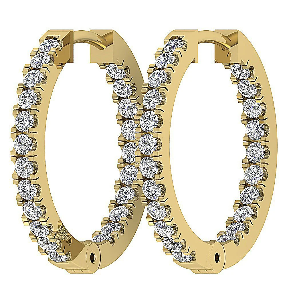 The Vincent For Women Handmade Hoops Earring Natural Round Diamond 14K Solid Gold - Image 12