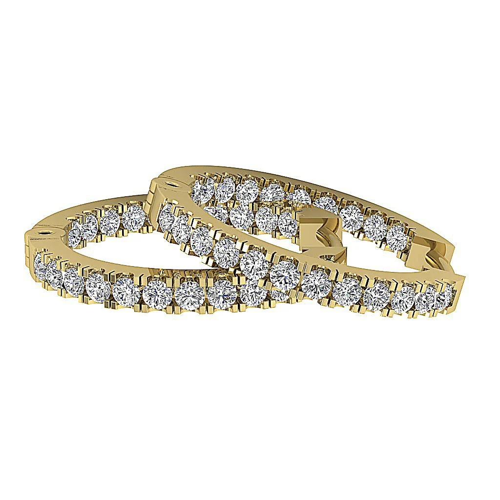 The Vincent For Women Handmade Hoops Earring Natural Round Diamond 14K Solid Gold - Image 3