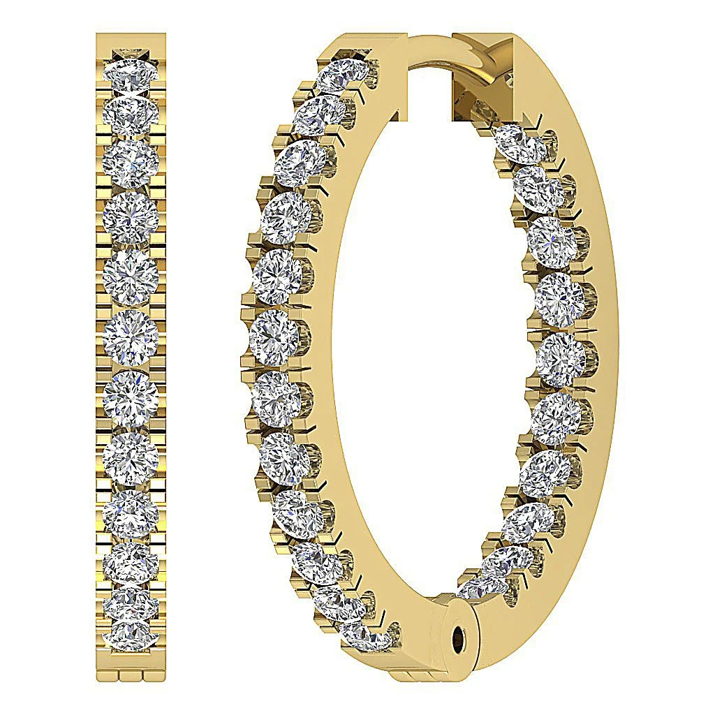 The Vincent For Women Handmade Hoops Earring Natural Round Diamond 14K Solid Gold - Image 5