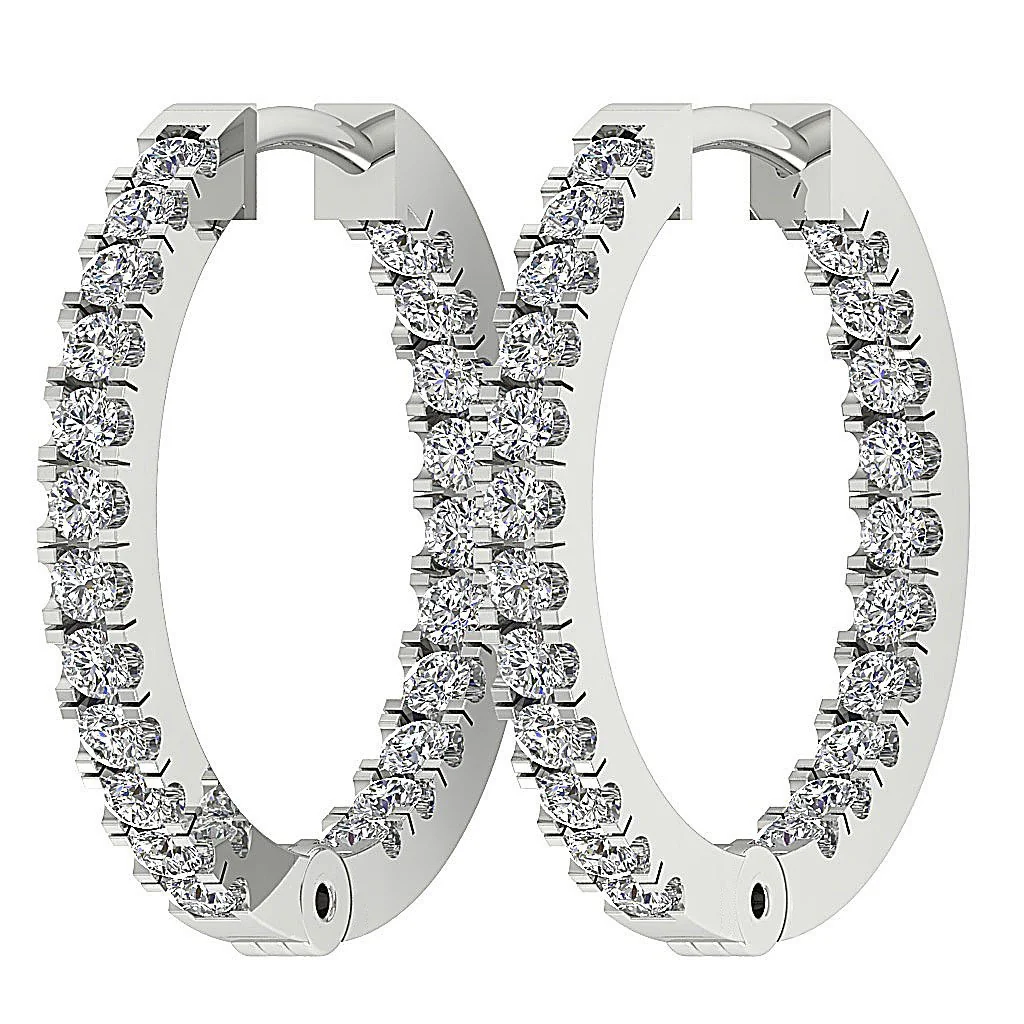 The Vincent For Women Handmade Hoops Earring Natural Round Diamond 14K Solid Gold - Image 6