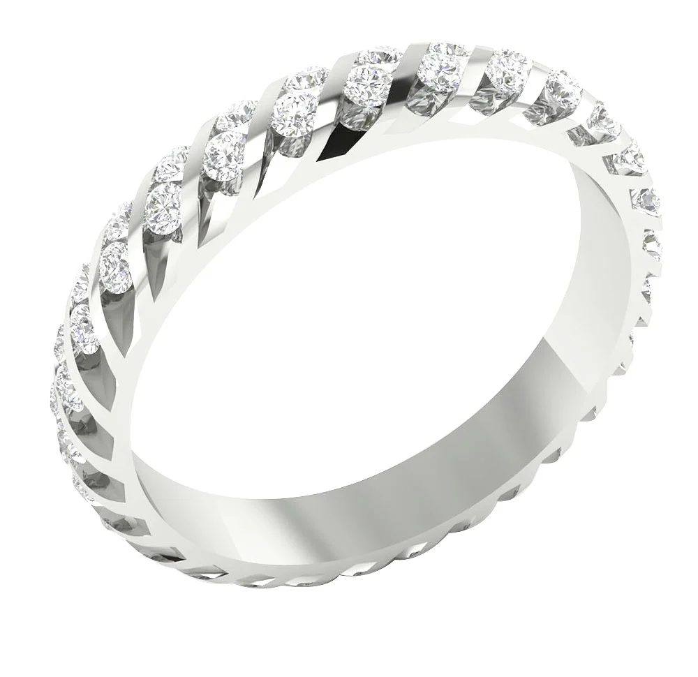 The Violet Graceful Natural Diamond Yellow Gold Bar Set Eternity Wedding Ring For Her - Image 2