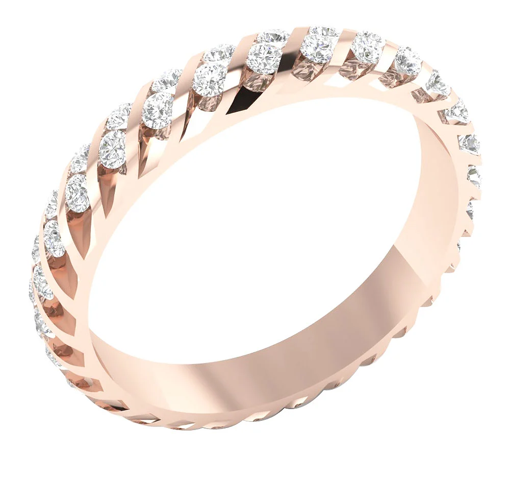 The Violet Graceful Natural Diamond Yellow Gold Bar Set Eternity Wedding Ring For Her - Image 3